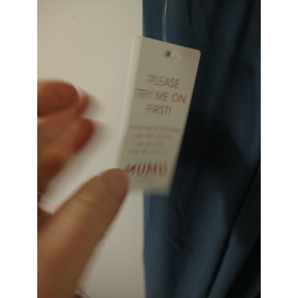 NEW Show Me Your Mumu Jenn Maxi Dress Small Steel Blue Chiffon Bridesmaid - Picture 7 of 8